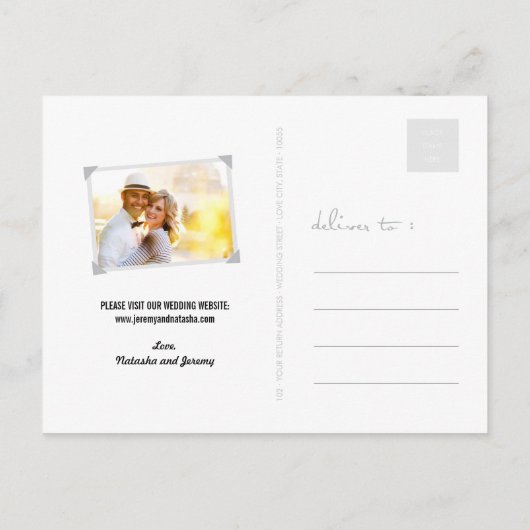  klassieke kookplaat vier foto slaat de datum op aankondigingskaart (Achterkant)