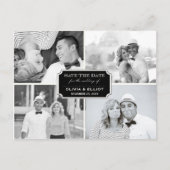 klassieke kookplaat vier foto slaat de datum op aankondigingskaart (Voorkant)