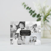 klassieke kookplaat vier foto slaat de datum op aankondigingskaart (Staand voorkant)