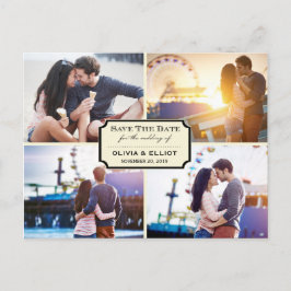 klassieke kookplaat vier foto slaat de datum op aankondigingskaart