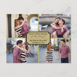 klassieke kookplaat vier foto slaat de datum op aankondigingskaart