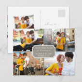 klassieke kookplaat vier foto slaat de datum op aankondigingskaart (Voorkant / Achterkant)