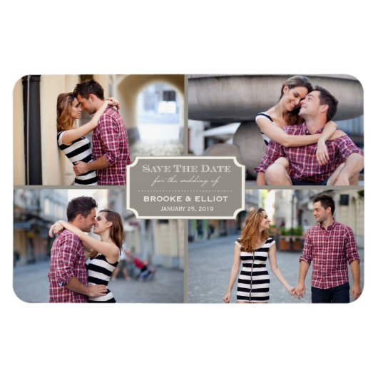  klassieke kookplaat vier foto slaat de datum op magneet (Horizontaal)