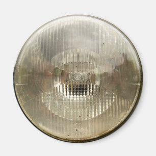 Klassieke koplamp met ronde, heldere glazen lens magneet