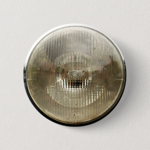 Klassieke koplamp met ronde, heldere glazen lens ronde button 5,7 cm