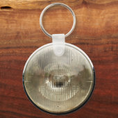 Klassieke koplamp met ronde, heldere glazen lens sleutelhanger (Voorkant)