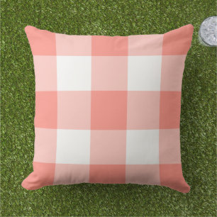 Klassieke koraal witte grote Gingham ruit Buitenkussen