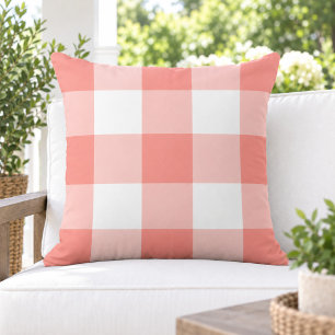 Klassieke koraal witte grote Gingham ruit Buitenkussen