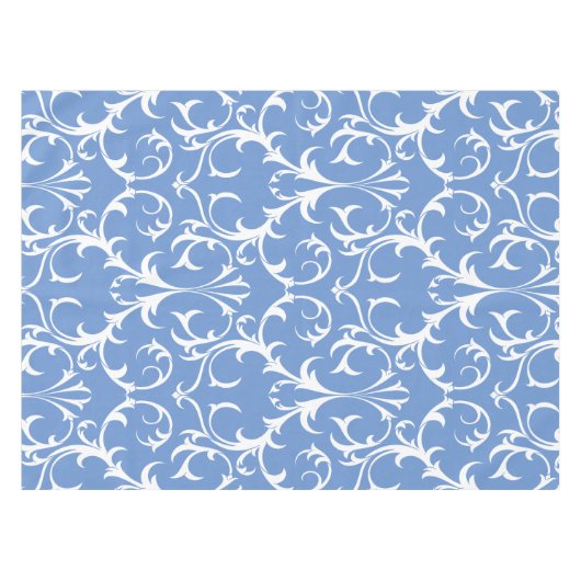 Klassieke korenbloem Blauw & Wit Damast Bloemen Tafelkleed (Voorkant (Horizontaal))