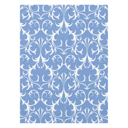 Klassieke korenbloem Blauw & Wit Damast Bloemen Tafelkleed (Voorkant)