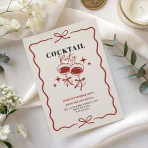 klassieke krabbel tekening cocktailparty uitnodigi kaart