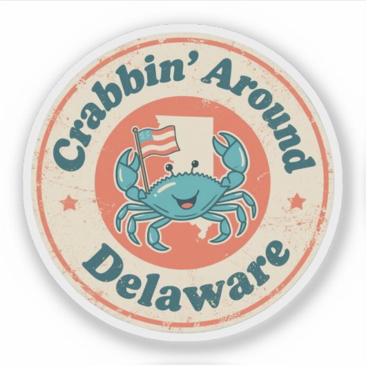 Klassieke krabvangst rond Delaware-krab Sticker (Voorkant)