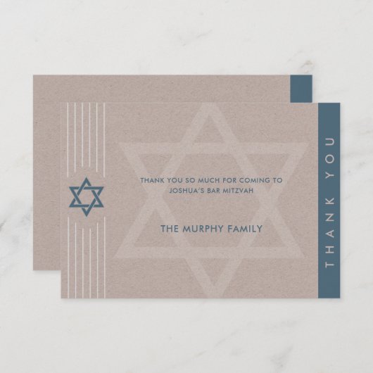 Klassieke Kraft Bar Mitzvah - Hartelijk dank Bedankkaart (Voorkant / Achterkant)