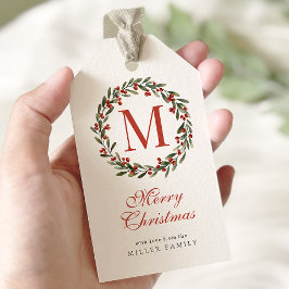 Klassieke Krans Berry Kerstcadeau Tags Cadeaulabel