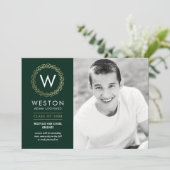 Klassieke krans BEWERKBARE KLEUR Afstudeeruitnodig Kaart (Staand voorkant)