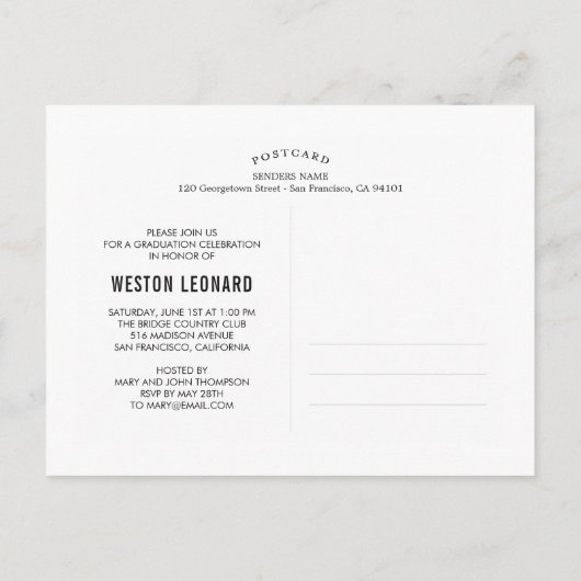 Klassieke Krans BEWERKBARE KLEUR Afstuderen Briefk Uitnodiging Briefkaart (Achterkant)