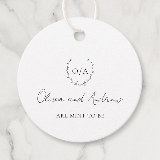 Klassieke Krans Crest Monogram Elegante Huwelijk Bedankjes Labels (Voorkant)