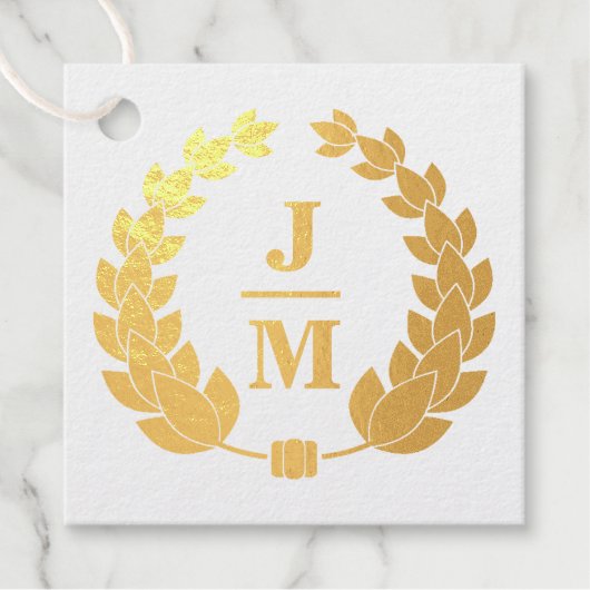 Klassieke krans Eenvoudig Monogram Bruiloft Bedankjes Labels (Voorkant)