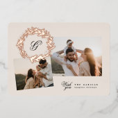 Klassieke krans Kerstmis fotocollage Roos Goud Folie Feestdagenkaart (Voorkant)