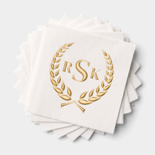 Klassieke Krans Monogram Formele Huwelijk Folie Servetten