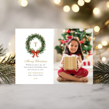 Klassieke krans monogram Kerstmis familiefoto