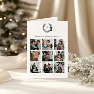 Klassieke Krans Monogram Multi-Photo Gevouwen Vaka Kaart