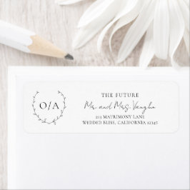 Klassieke krans monogram trouwjurk elegant etiket