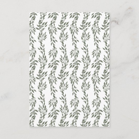 Klassieke Krans Sage Groene Elegante Bruiloft INFO Informatiekaartje (Achterkant)