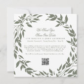 Klassieke Krans Witte Wijze Groene Foto QR Bruilof Save The Date (Achterkant)