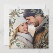 Klassieke Krans Witte Wijze Groene Foto QR Bruilof Save The Date (Voorkant)