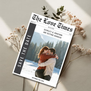 Klassieke Krant Trouwwinter Foto Save The Date