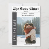  Klassieke Krant Trouwwinter Foto Save The Date (Voorkant)