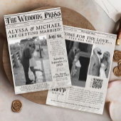 Klassieke  krant Unieke foto bruiloft Kaart
