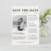 Klassieke  krant Winter Wedding Foto Save The Date (Staand voorkant)