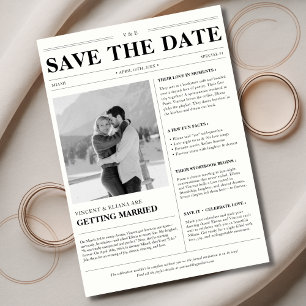 Klassieke krant Winter Wedding Foto Save The Date