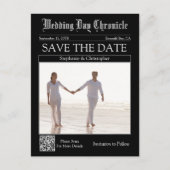 Klassieke Kranten Huwelijks QR Code Save the Date Briefkaart (Voorkant)