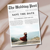 Klassieke Krantenstijl Romantische Fotobruiloft Save The Date