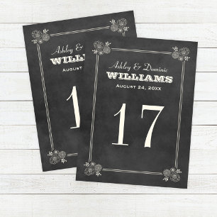 Klassieke krijtbord monogram tafelnummerkaart briefkaart