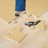 Klassieke kruier in uniform, koffer en golfclub legpuzzel (Zijkant)