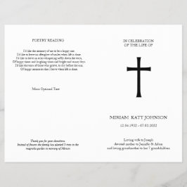 Klassieke kruis, elegante vouwbare herdenkingsbroc flyer