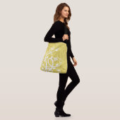 Klassieke Krullen Over Gele Kunst Crossbody Tas (Op model)