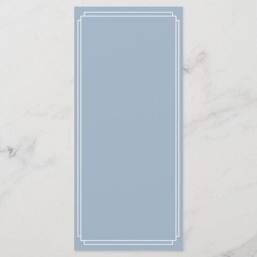 Klassieke kunst Deco Dusty Blue Wedding Menu (Achterkant)