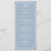 Klassieke kunst Deco Dusty Blue Wedding Menu (Voorkant)