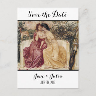 Klassieke kunst Save the Date (Twee vrouwen) Aankondigingskaart