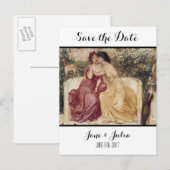 Klassieke kunst Save the Date (Twee vrouwen) Aankondigingskaart (Voorkant / Achterkant)