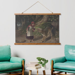 Klassieke kunst van Roodkapje sprookje Hangend Wandkleed