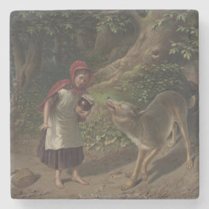 Klassieke kunst van Roodkapje sprookje Stenen Onderzetter