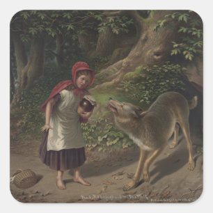 Klassieke Kunst van Roodkapje Sprookje Vierkante Sticker