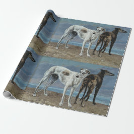 Klassieke kunst van twee greyhounds cadeaupapier