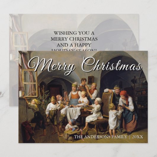 Klassieke Kunst Vrolijk Kerstmismorgen Waldmüller Feestdagenkaart (Voorkant / Achterkant)